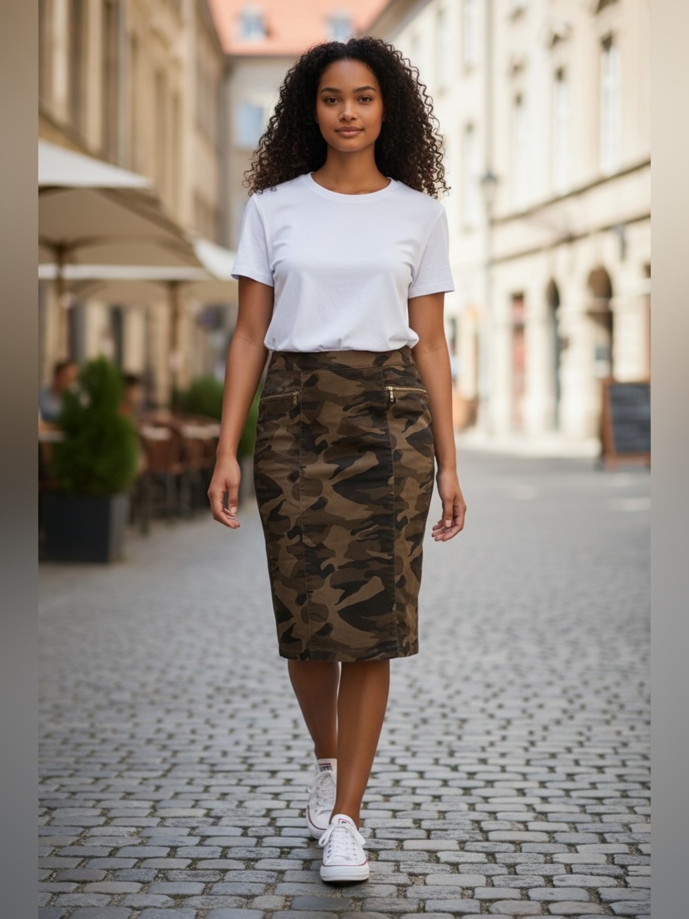 New York & Company Brown and Black Camo Pencil Skirt